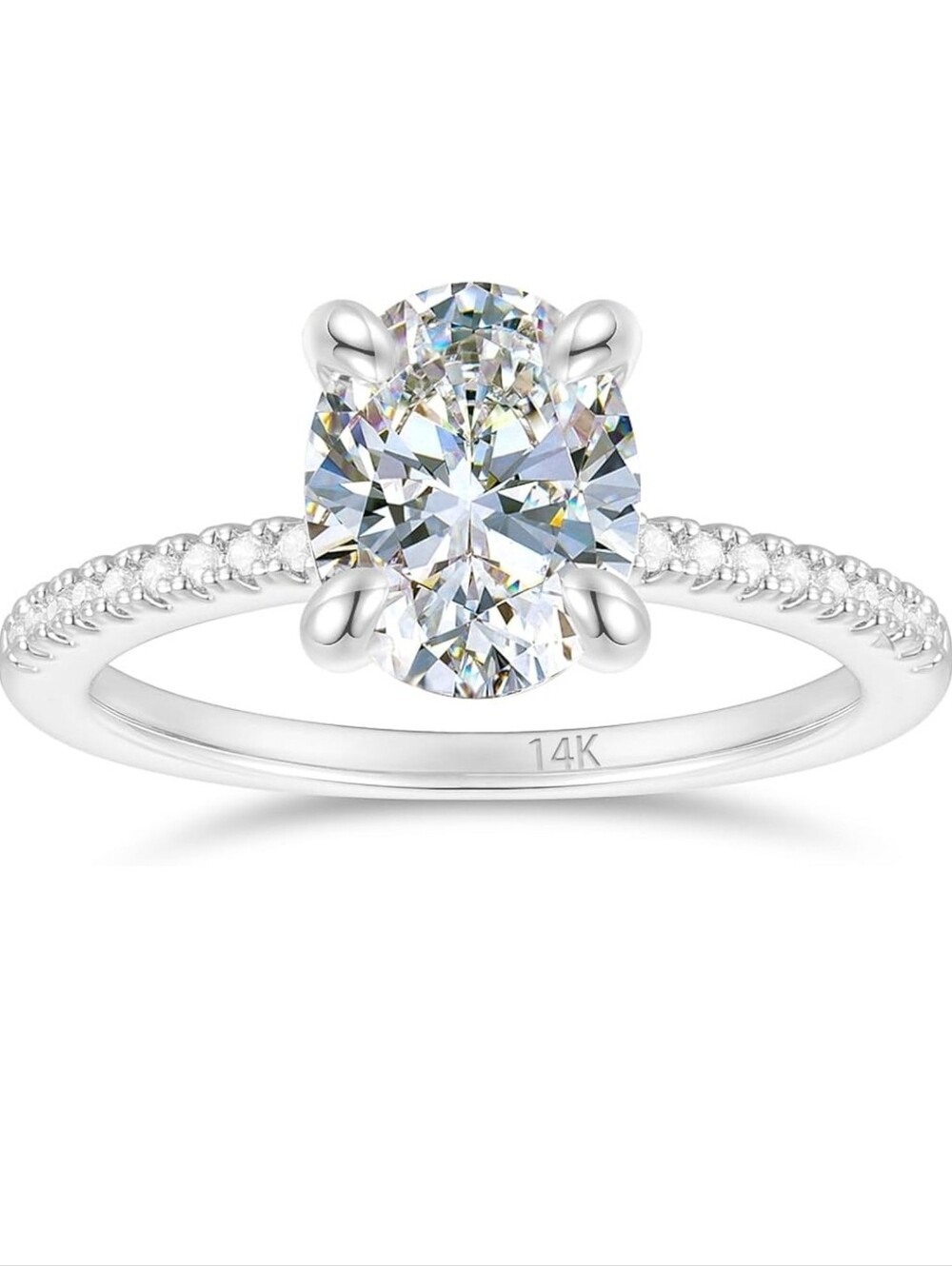 NIB Solid 14k White Gold 2CT Solitaire Moissanite Engagement Ring 5 READ